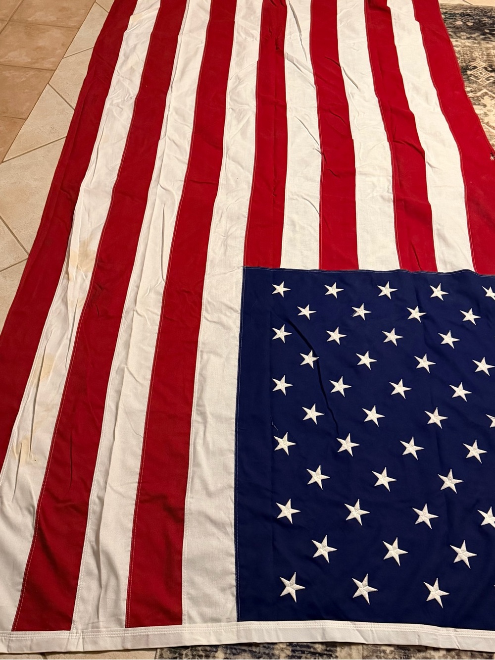 Vintage Bulldog American Flag 5x9.5 50 Star Cotton Sewn Stars Made in USA